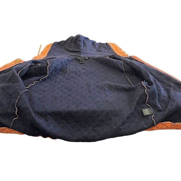 Marc by Marc Jacobs Orange & Blue Quilted Checker Print Short Sleeve Hooded Swea - Picture 6 of 10